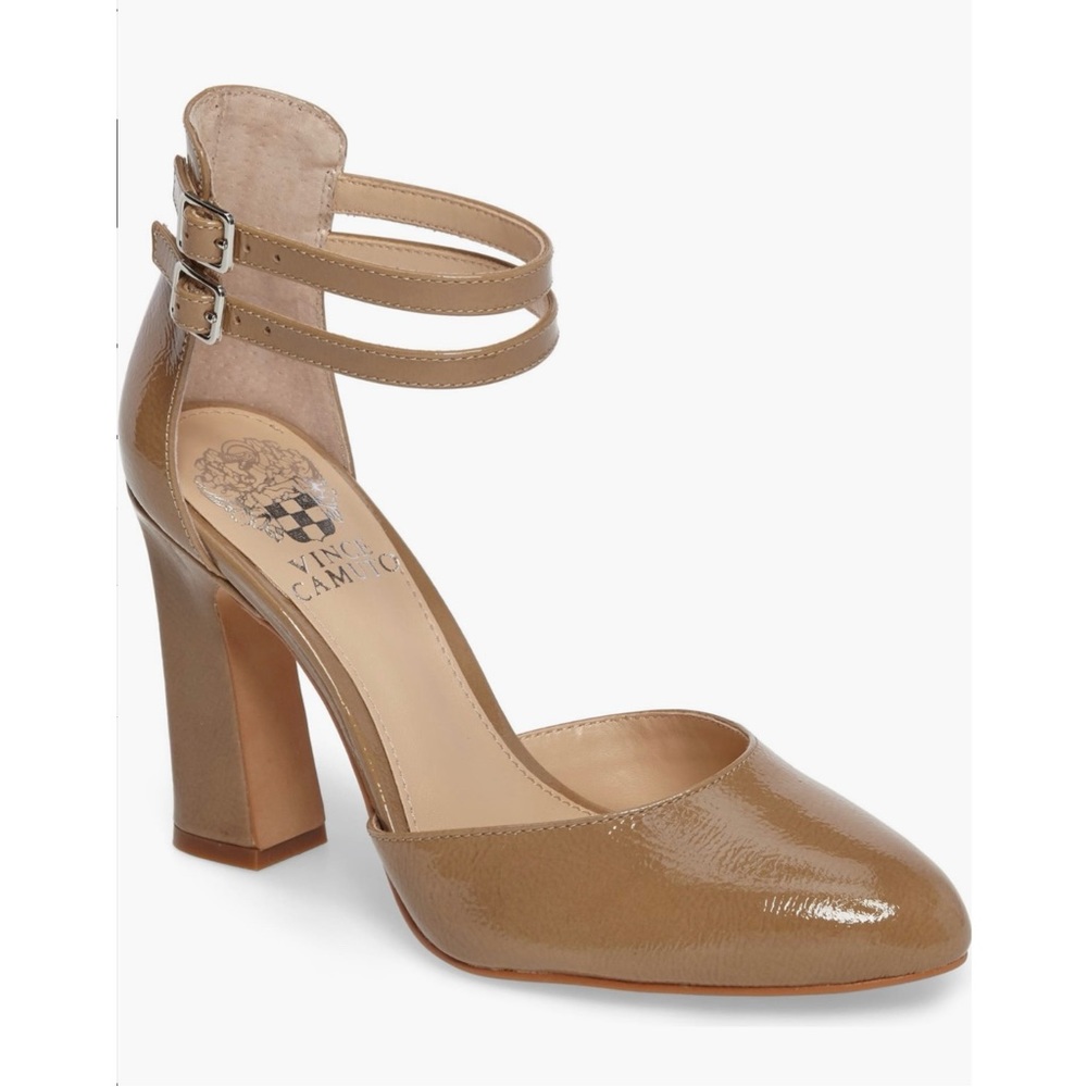 Vince Camuto Dorinda Pump in Nude Sabbia Patent Leather | US 6.5